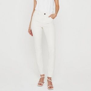 NEW AG Mari 24 High Rise Slim Straight Jeans White
